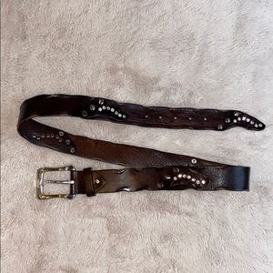 Brown Leather & Rhinestone belt